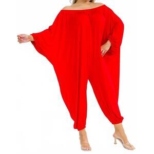 NEW KAREN T DESIGN long sleeve harem jumpsuit - plus in red